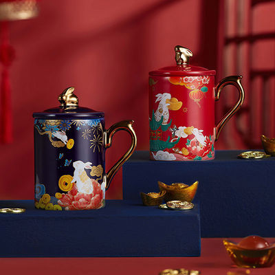 quality فنجان سرامیکی سفارشی 3d فنجان آبی 3d با دستگیره طلا هدیه تعطیلات خانه چای factory